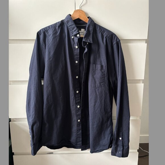 TOPMAN Navy Button Down Shirt - Men's L - Picture 1 of 3